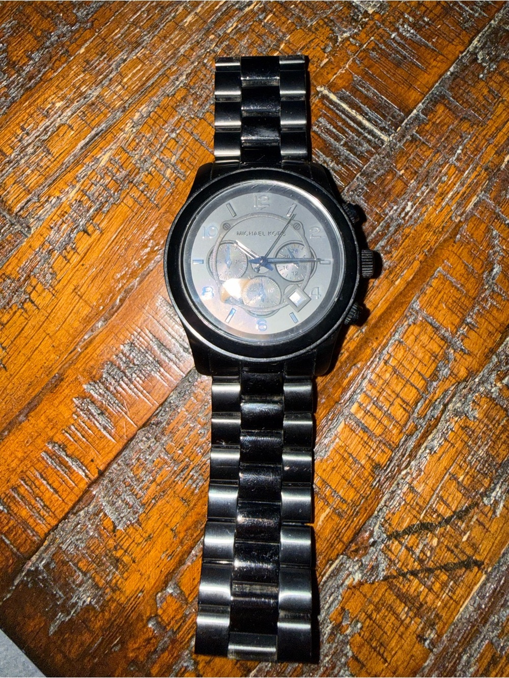 Michael Kors Men's Black Stainless Steel Link Chronograph Watch